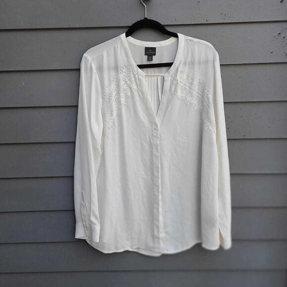 Worthington Off White Blouse with Lace size XL - Picture 1 of 8